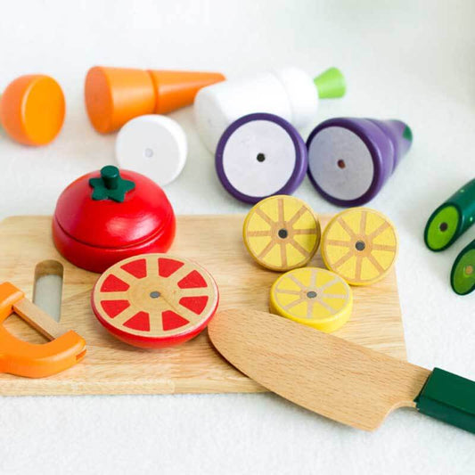 Toy kitchen wooden fruit cutting set for kids, pretend play educational toy