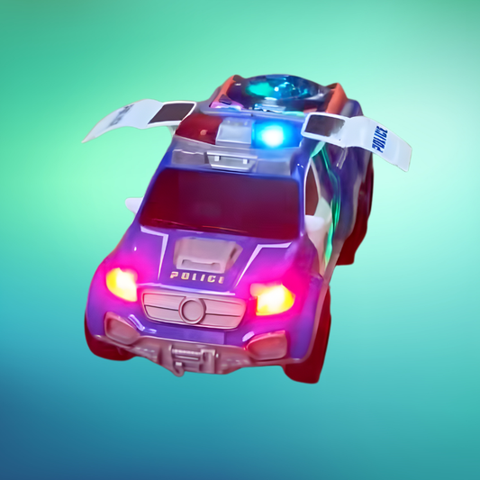 Toy police car with flashing lights and siren sounds, perfect for kids' imaginative play and educational fun