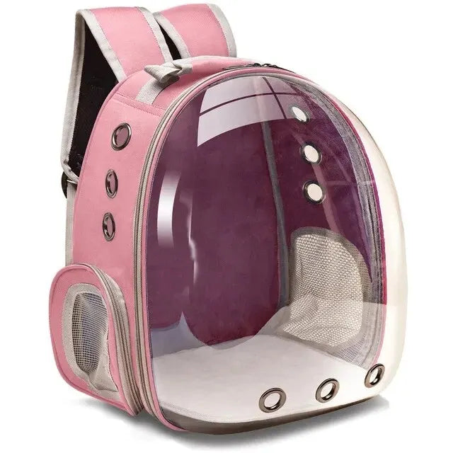 Pet accessory: Transparent bubble backpack carrier for small dogs. Ideal for walks & stress-free trips.