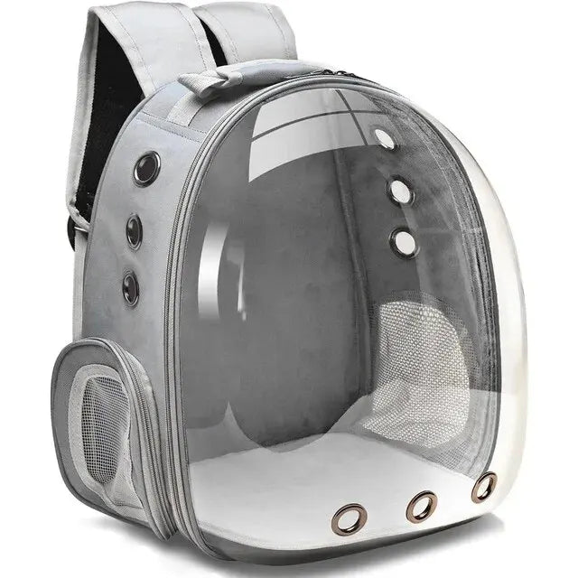 Modern transparent pet travel backpack. Bubble window allows pets to view surroundings comfortably.