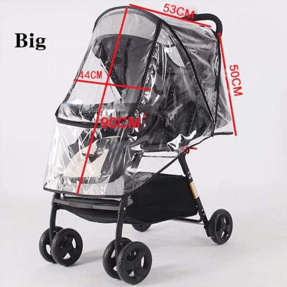Baby transport accessory: universal transparent rain cover for stroller, essential outdoor baby gear.