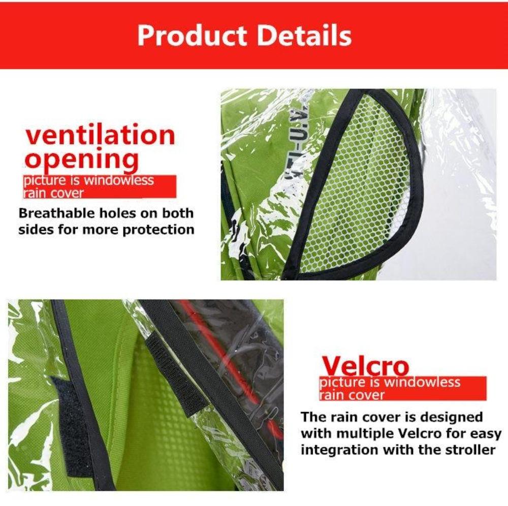 Universal clear baby stroller rain cover, durable weather protection for outdoor baby transport.
