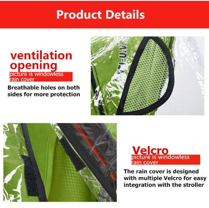 Universal clear baby stroller rain cover, durable weather protection for outdoor baby transport.