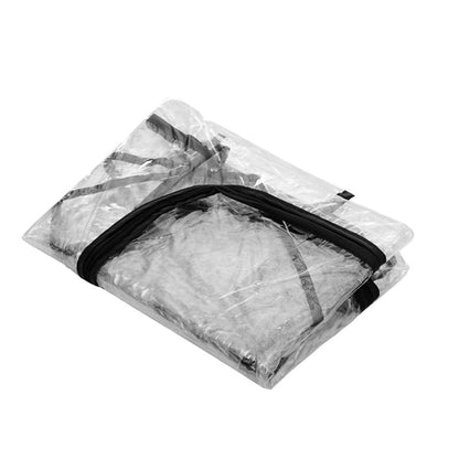 Clear universal rain shield for baby strollers, safeguarding against elements while outdoors.