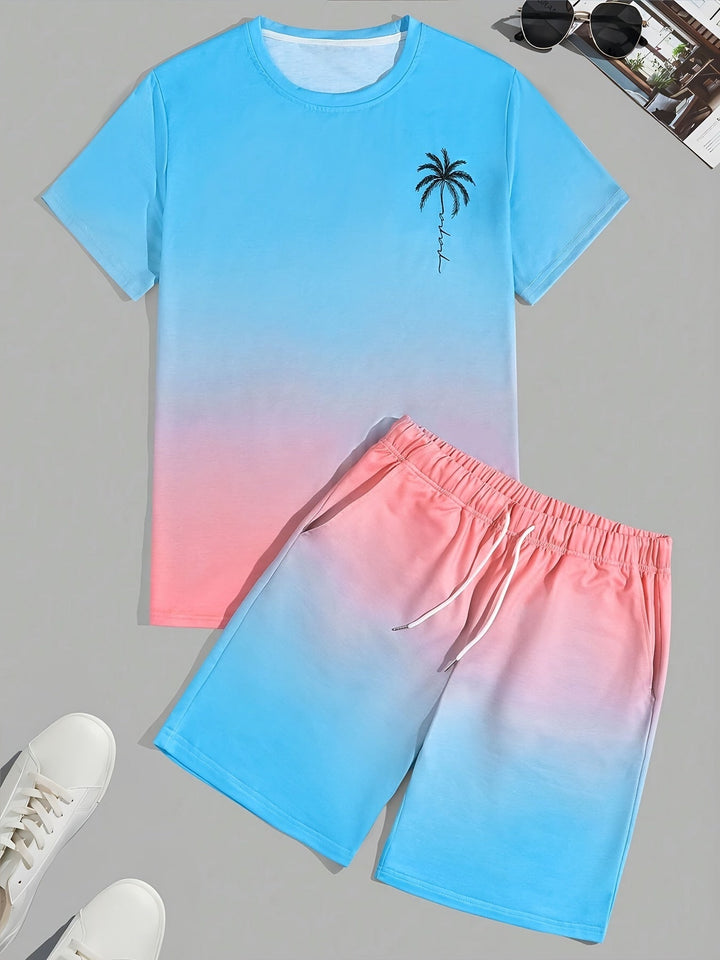 Comfortable men's summer t-shirt & shorts set. Trendy CoolFlex fabric for relaxed casual wear & warm weather outfits.