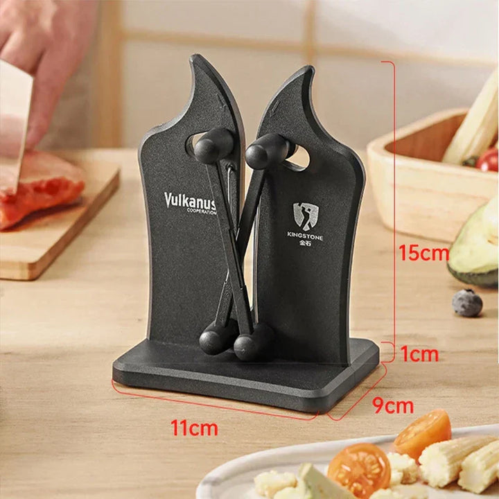 Adjustable kitchen knife sharpener with stainless steel design for durable, professional blade sharpening. A must-have kitchen tool.