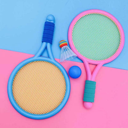 Children's badminton racket in a vibrant red, durable for active outdoor games & toy sports