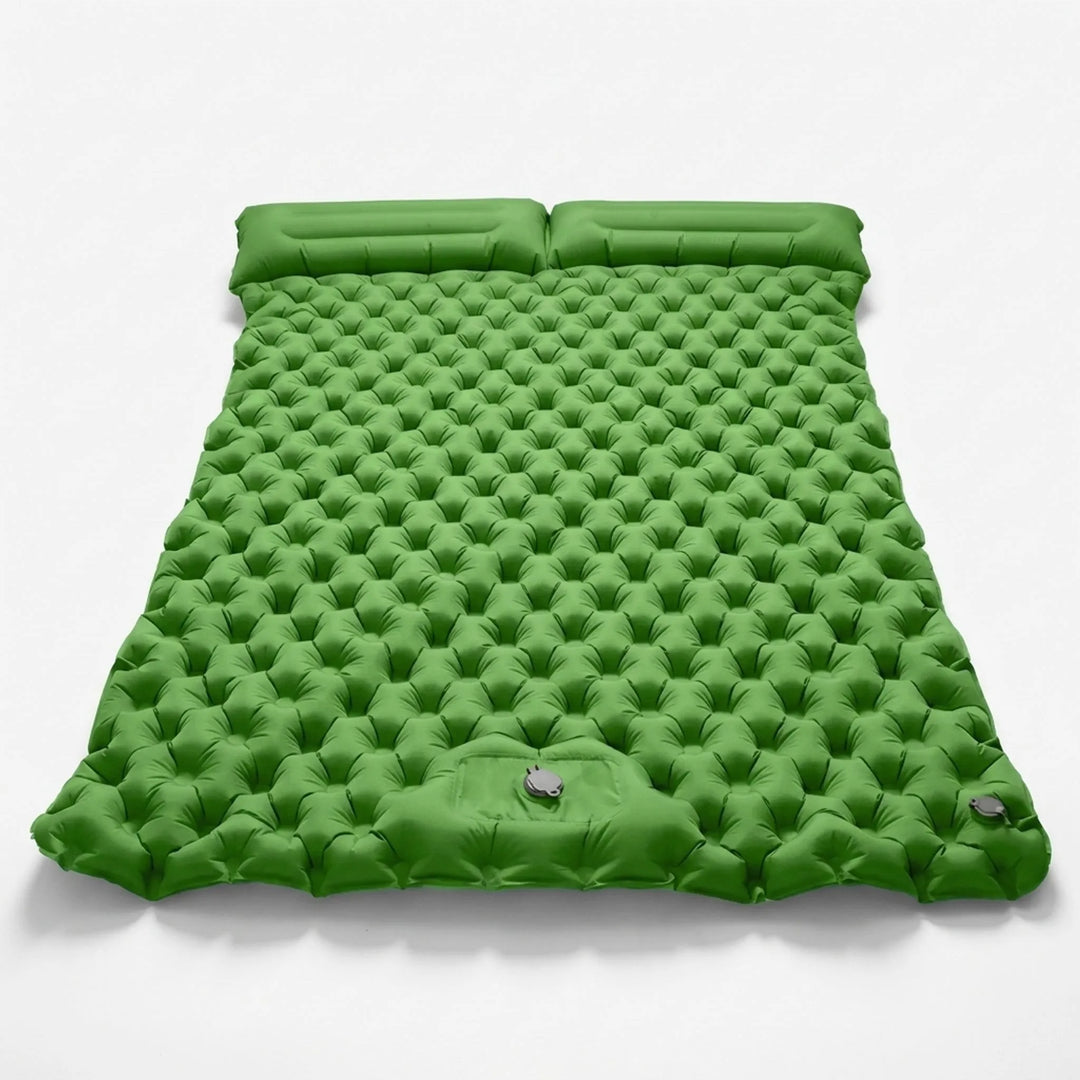 Comfortable double camping air mattress, easy to inflate for two-person outdoor sleeping & overnight trips.