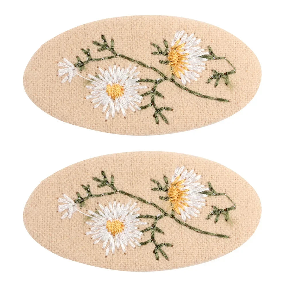 Girls' hair barrettes in a retro floral pattern, a charming gift for kids