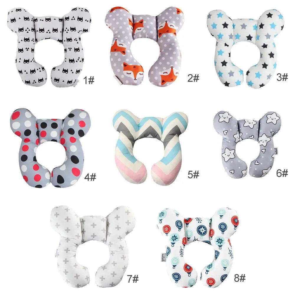 U-shaped baby travel pillow in a gender-neutral color, designed for head and neck support, a must-have for infant journeys