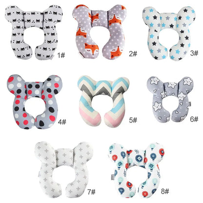 U-shaped baby travel pillow in a gender-neutral color, designed for head and neck support, a must-have for infant journeys