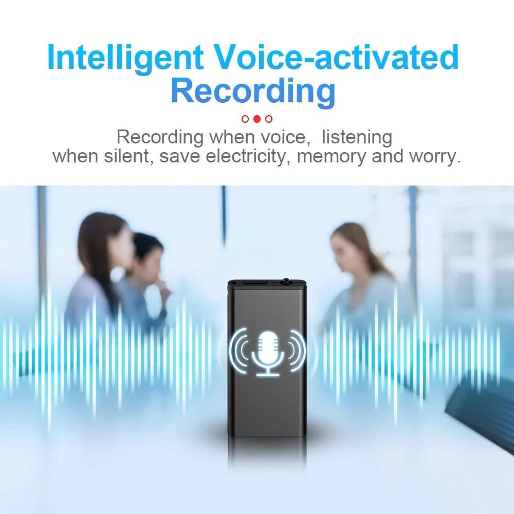 Discreet mini voice recorder with voice activation, perfect for hands-free dictation.