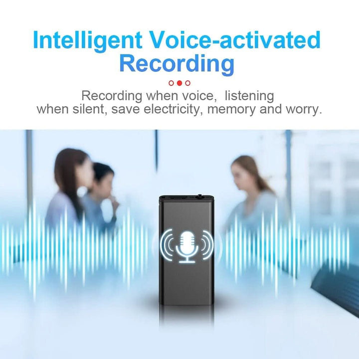 Discreet mini voice recorder with voice activation, perfect for hands-free dictation.