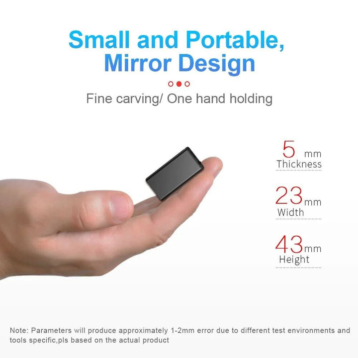 Tiny voice activated audio recorder, excellent for covert sound capture & discreet note-taking.