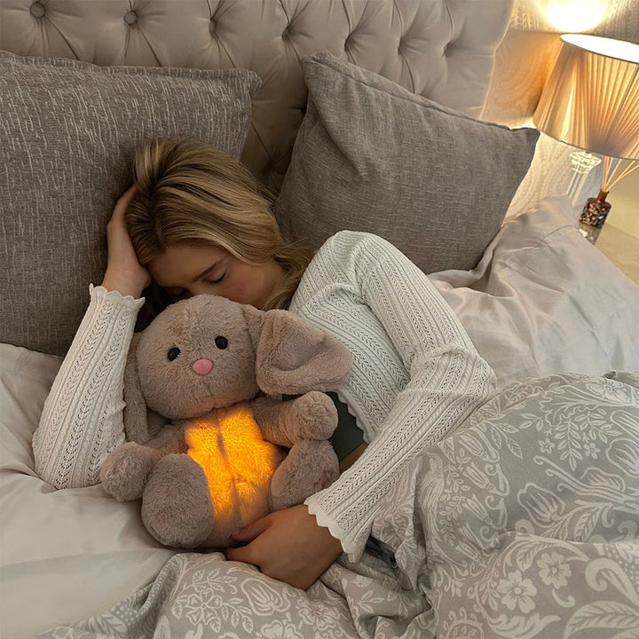 Full view of the ergonomic, ultra-soft calming cuddle toy plush, a perfect companion for all ages.