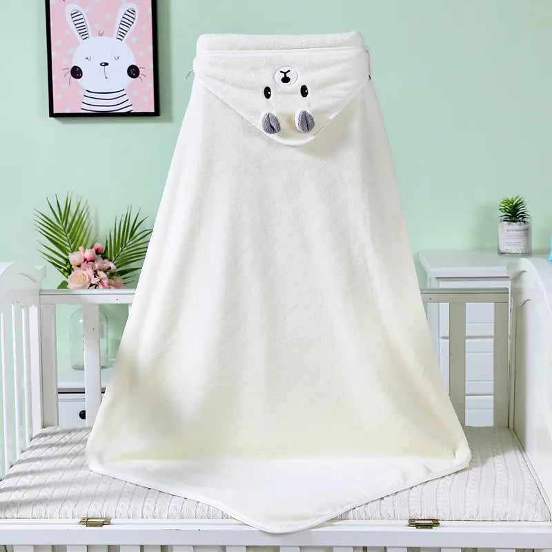 Baby bath essential: super soft coral fleece hooded blanket for comfortable drying.