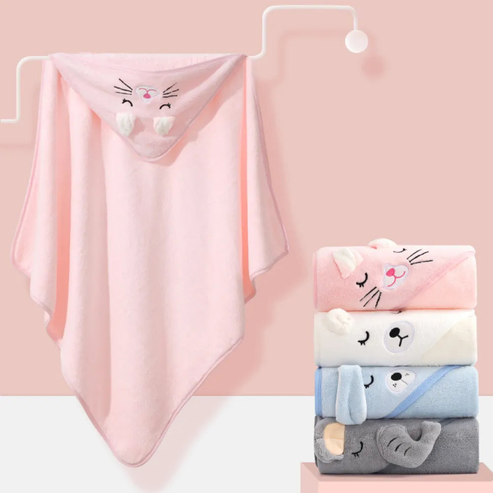 Softest coral fleece hooded baby towel, perfect for sensitive baby skin.