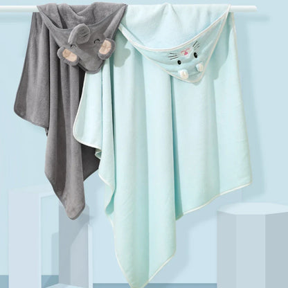 Coral fleece baby blanket with hood, perfect for cozy post-bath snuggles for infants.