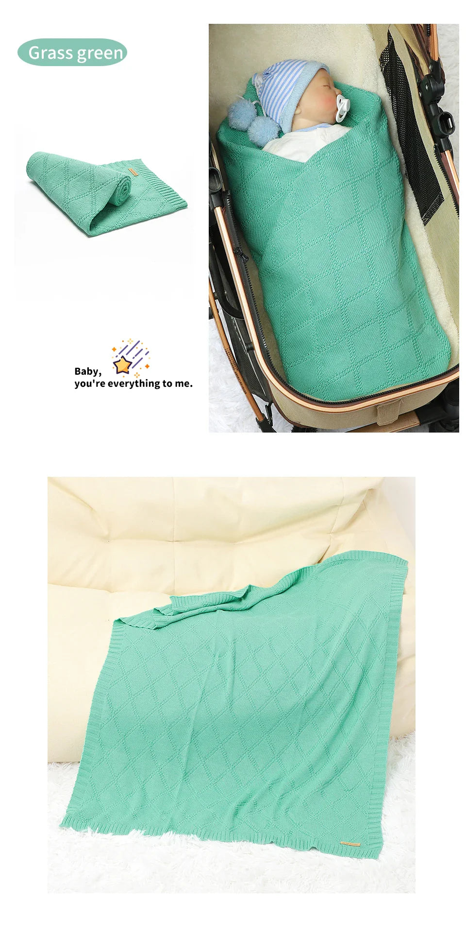 A happy baby playing Peek-a-boo with a lightweight cotton swaddle blanket, promoting sensory play