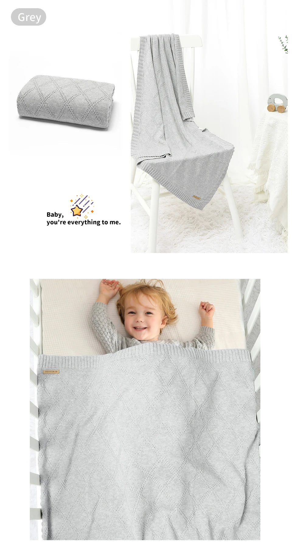 Stylish cotton swaddle blanket with chevron pattern, adding a touch of modern nursery decor