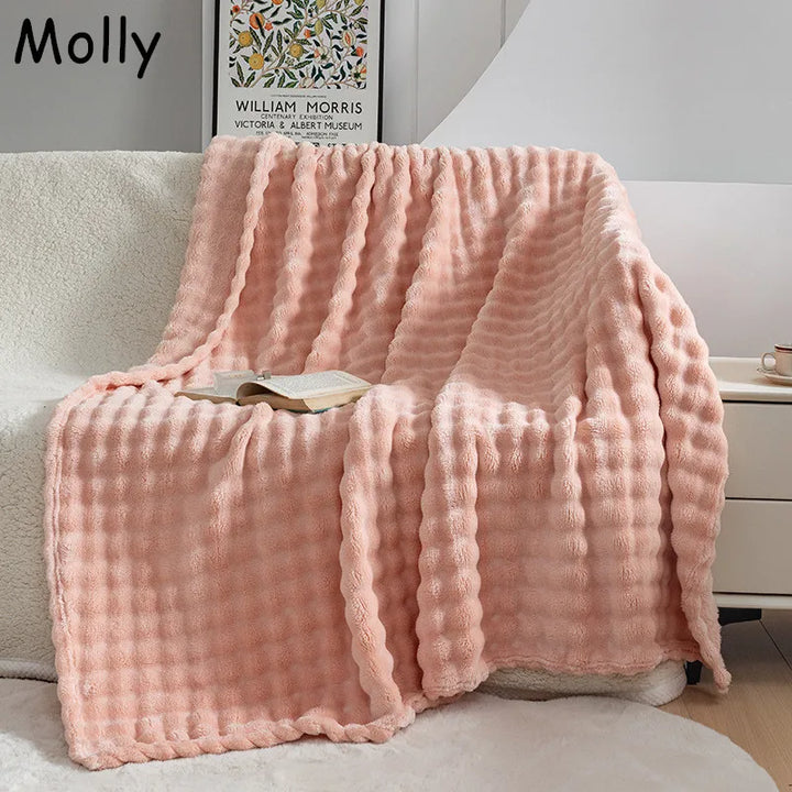 Ultra soft flannel plush home blanket, perfect for cozy comfort and luxury living. Warm fleece throw for any decor.