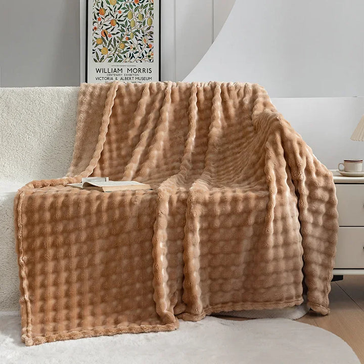 Warm and soft fleece blanket, a luxurious decorative throw for bedding or a comfy sofa. Ultimate cozy comfort.