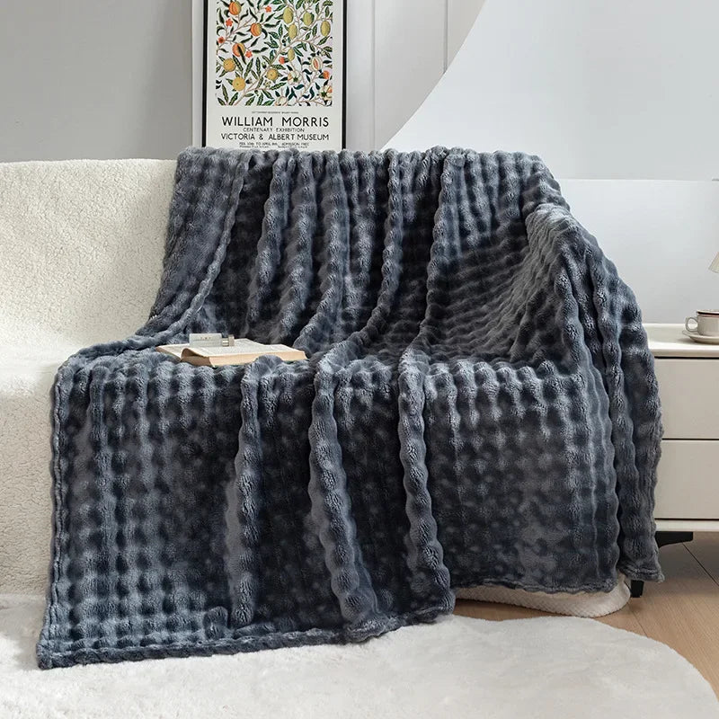 Velvety soft plush home blanket, an ultra-soft flannel throw offering cozy comfort and warmth for any room.