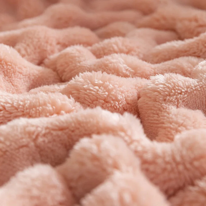 Cozy plush flannel blanket, an ultra-soft fleece throw ideal for warmth, luxury living, and home decor accent.