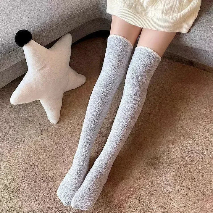 Experience cozy warmth with ultra-soft fuzzy knee high socks for women. Perfect comfort for home & loungewear.