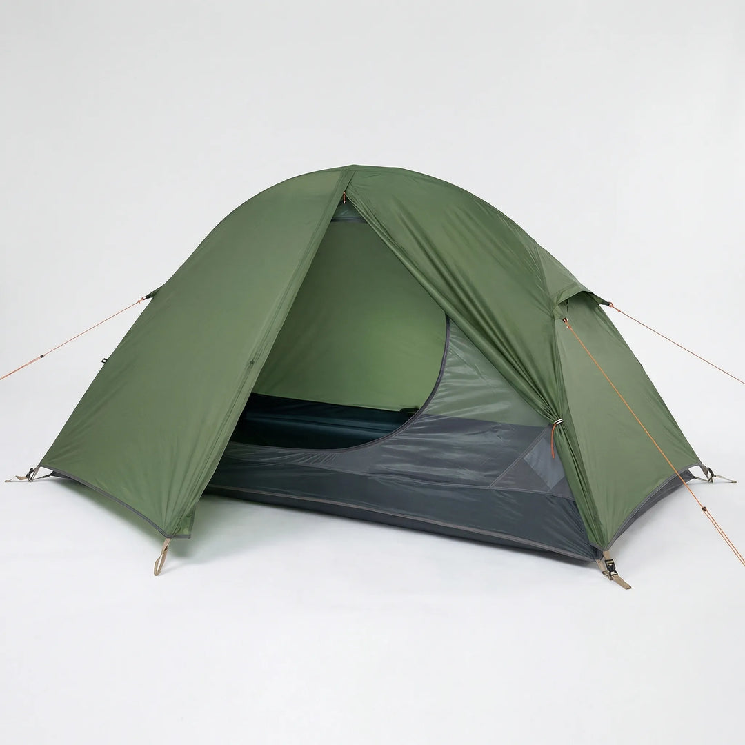 Interior shot of an ultralight 1-person dome tent, showing room for a backpacker & gear for comfortable sleep.