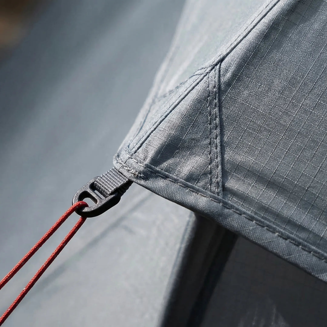 Spacious interior of ultralight 1-person backpacking tent. Double-layer design for comfortable solo camping.