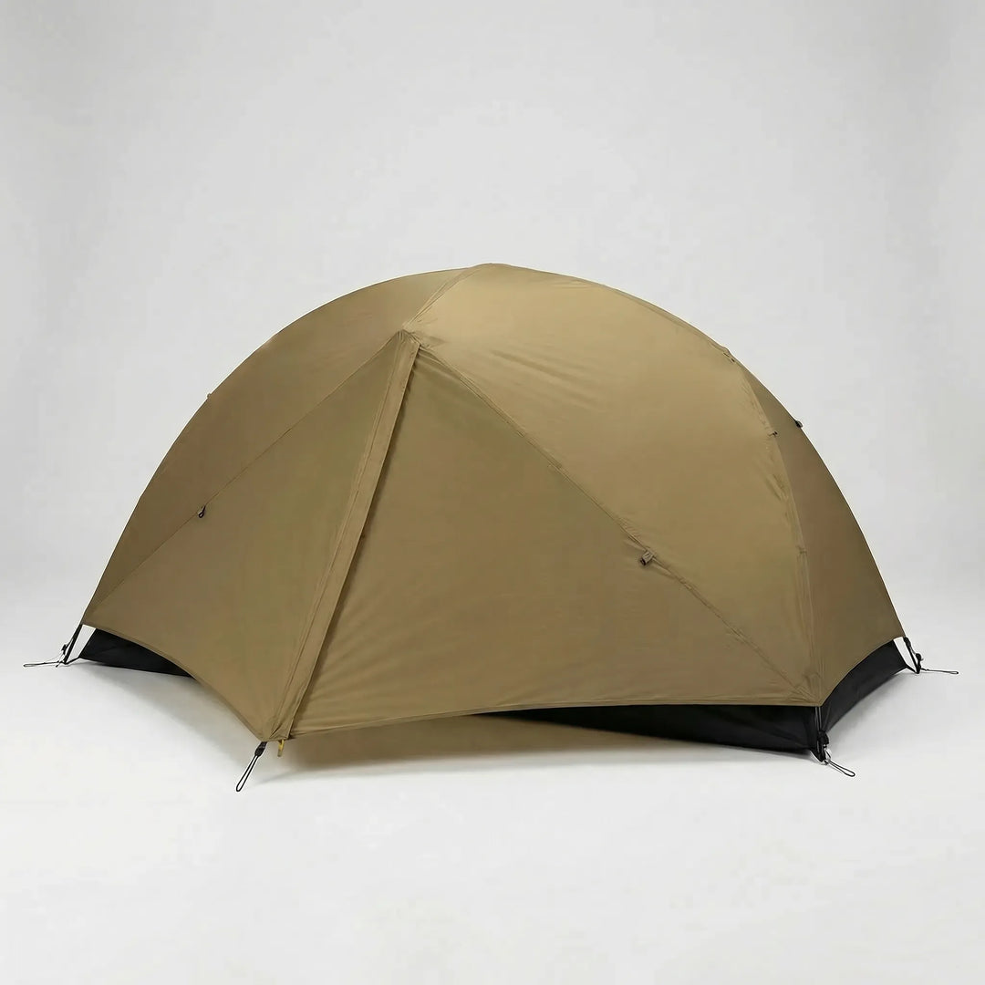 Detail of ultralight 1-person hiking tent's double-layer design, ensuring waterproof & durable outdoor shelter.