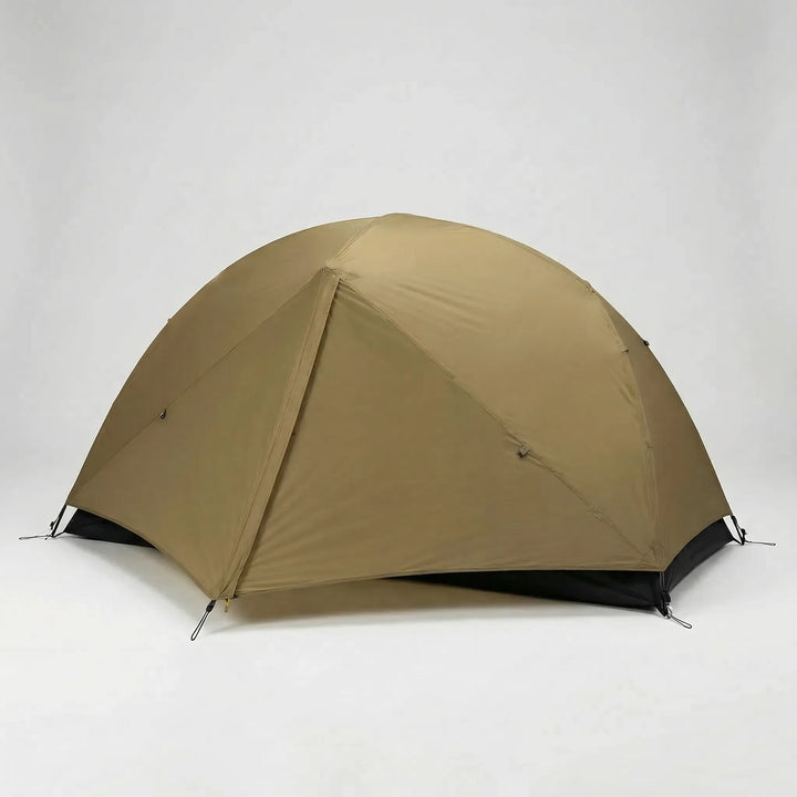 Detail of ultralight 1-person hiking tent's double-layer design, ensuring waterproof & durable outdoor shelter.