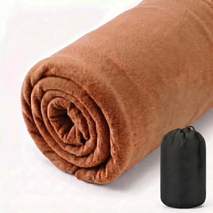 Adult-sized ultralight fleece sleeping bag liner for travel, camping, hostel comfort & outdoor use.