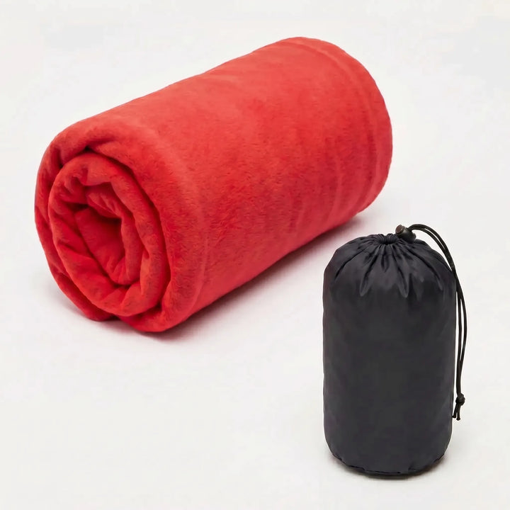 Adult fleece travel sleeping bag liner, essential for hostel stays, camping, and added outdoor comfort.
