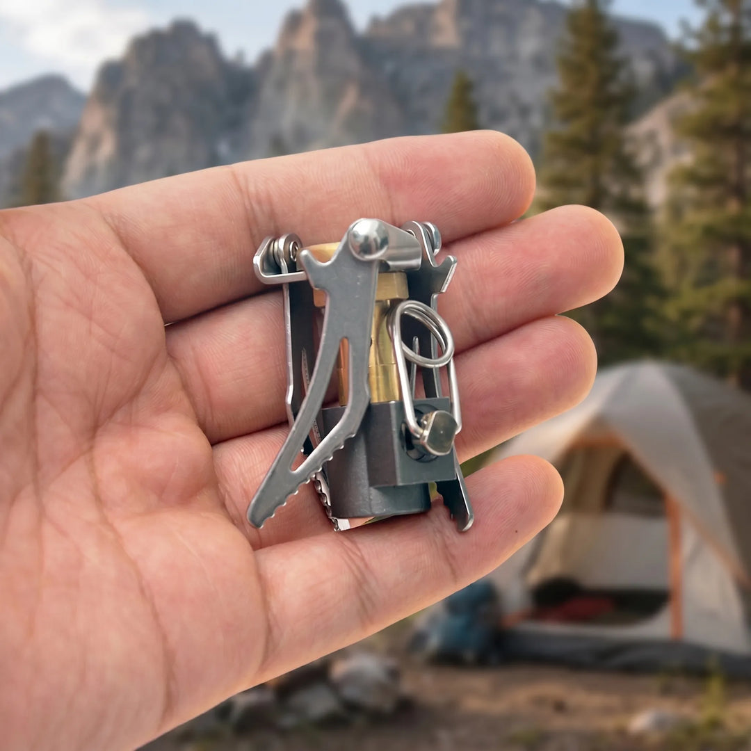 Durable backpacking ultralight gas stove, a portable folding burner for all your outdoor cooking needs.