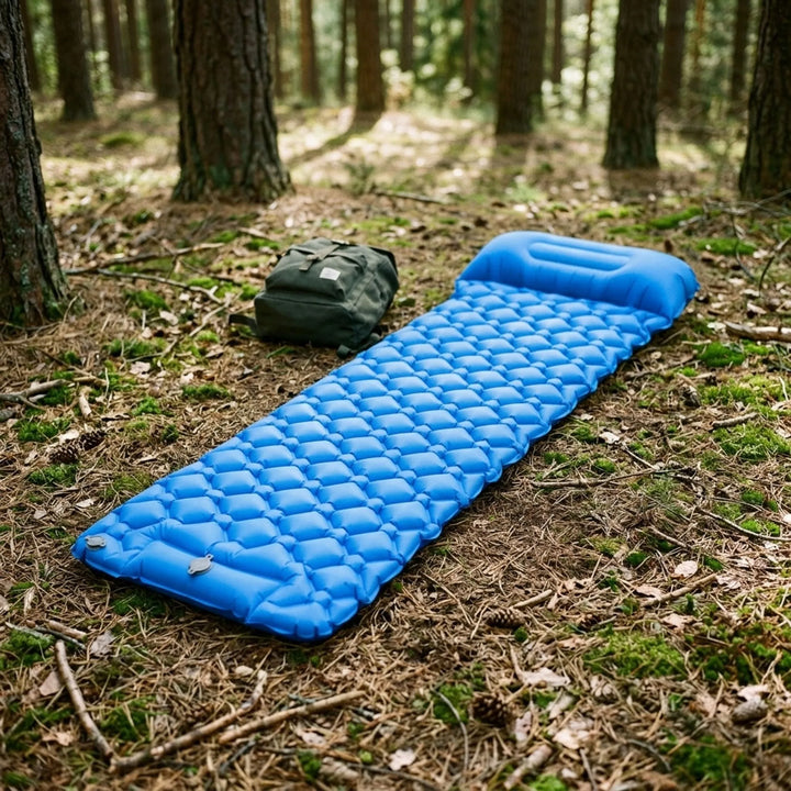 Ultralight inflatable camping sleeping pad for backpacking, offering comfort & portability for outdoor adventures.
