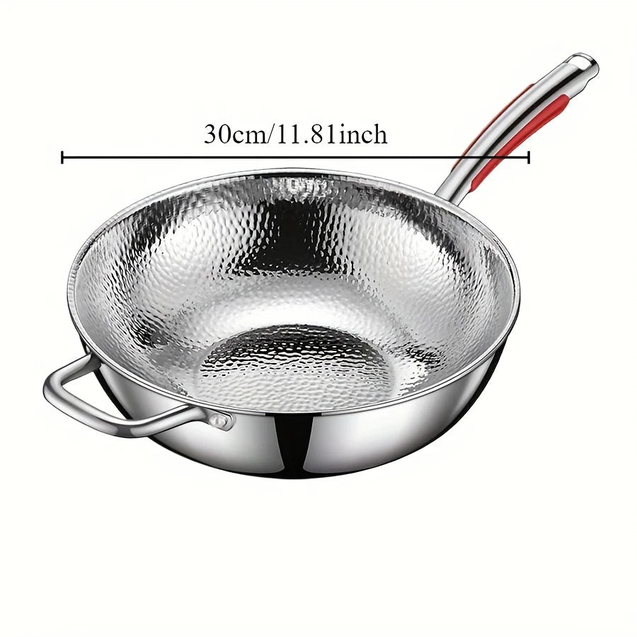 Modern titanium wok, round bottom for induction hobs. Master stir-fry techniques with this durable cookware.