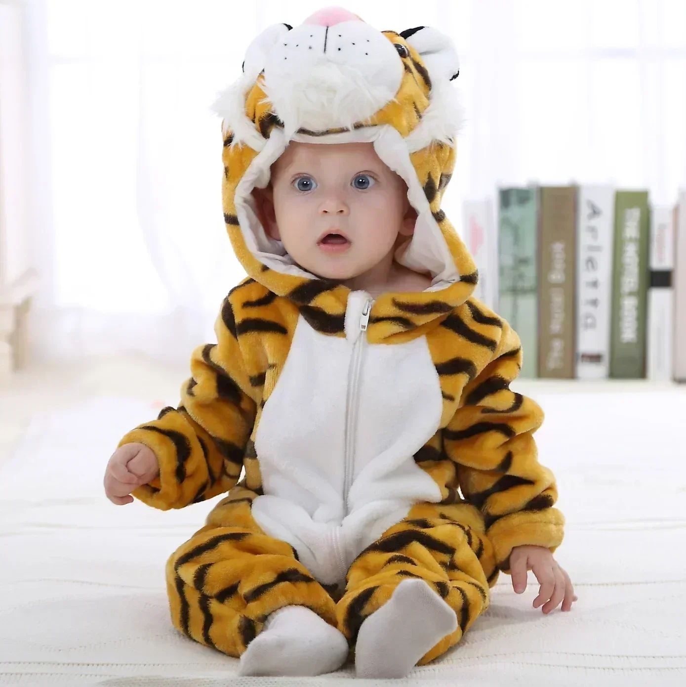 Giraffe kids animal onesie sleepsuit, whimsical flannel jumpsuit for playful nights