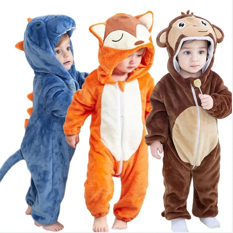 Fox kids animal onesie sleepsuit, comfy flannel jumpsuit for baby & toddler