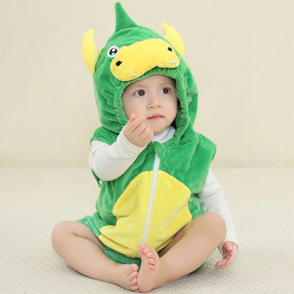 Monkey kids animal onesie pajama, cozy flannel sleepsuit for baby playtime