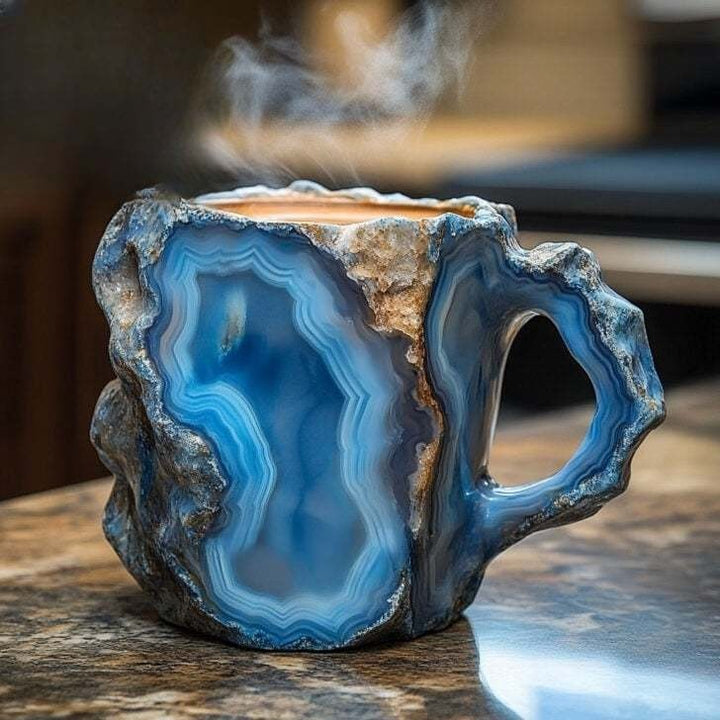Unique crystal coffee mug with artisan gemstone details, perfect for elegant home decor drinkware.