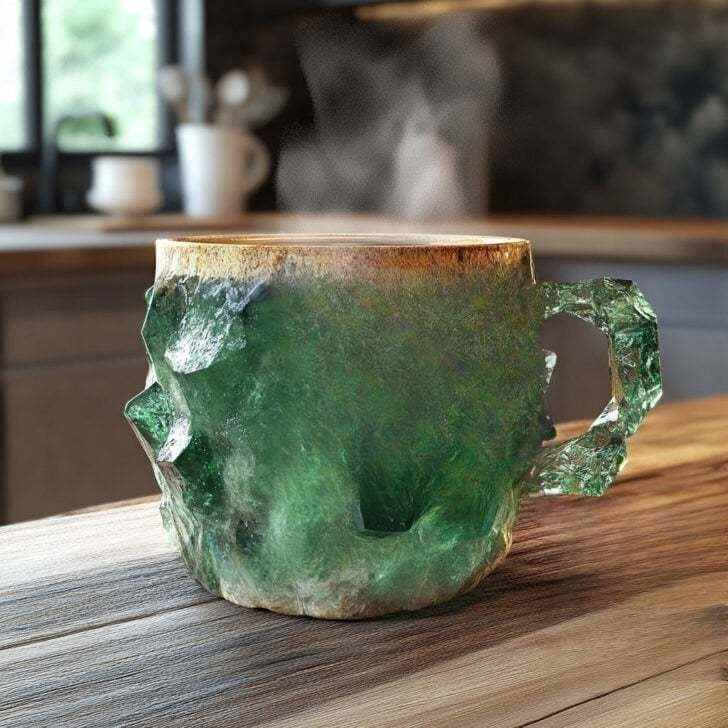Handcrafted gemstone tea cup, a unique spiritual gift and stunning addition to any home.