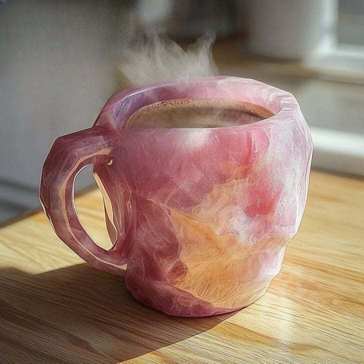Artisan crystal coffee mug, featuring unique gemstone accents, ideal as a decorative tea cup.