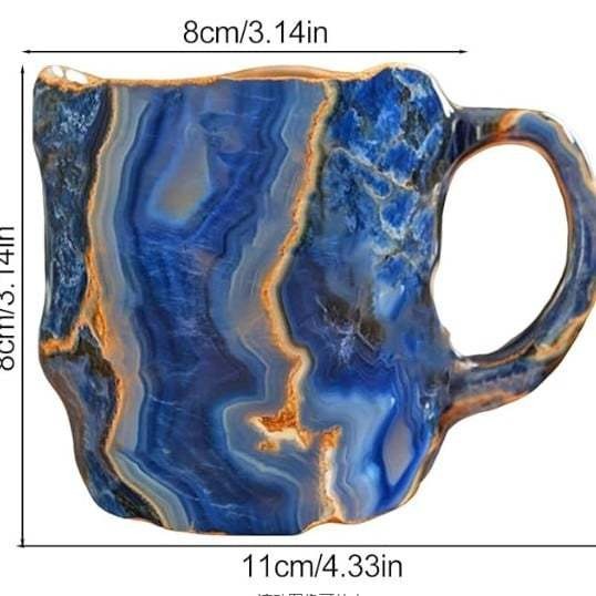 Beautiful unique crystal mug with gemstone embellishments, a handcrafted coffee or tea cup.