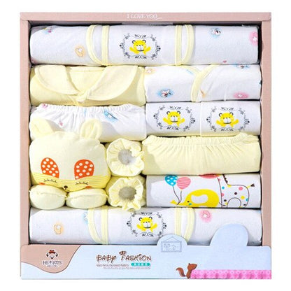 Detail of an infant long-sleeve cotton bodysuit (0-3M) from a 18-piece unisex baby clothing set