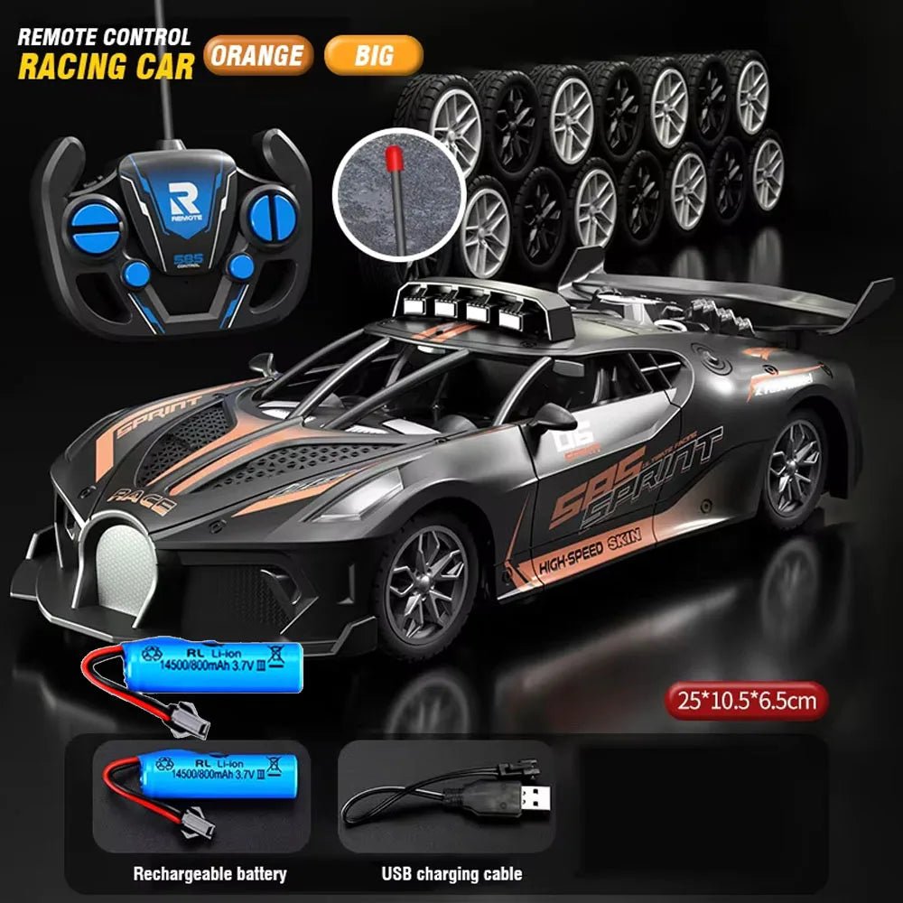 Two durable unisex 1:18 scale RC drift cars racing. Electric remote control toy cars for kids.