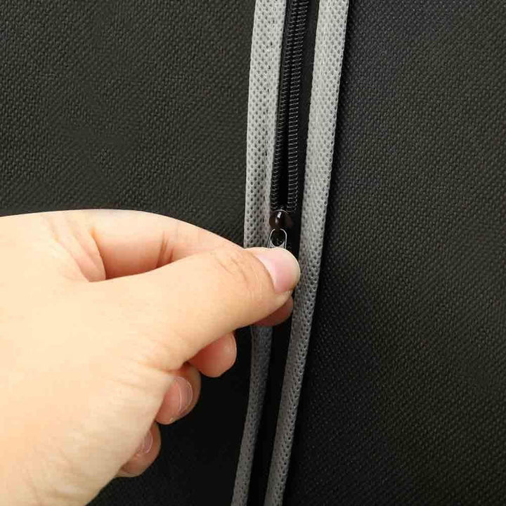 Unisex garment bags, a 10-pack storage solution with zippers and windows for efficient closet organization.