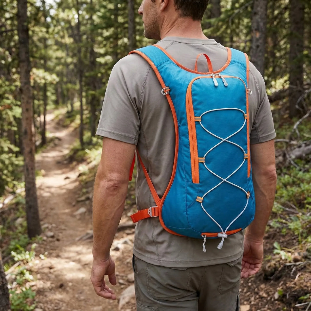 Unisex 12L lightweight hydration backpack for running, cycling, hiking. Water repellent & compact.