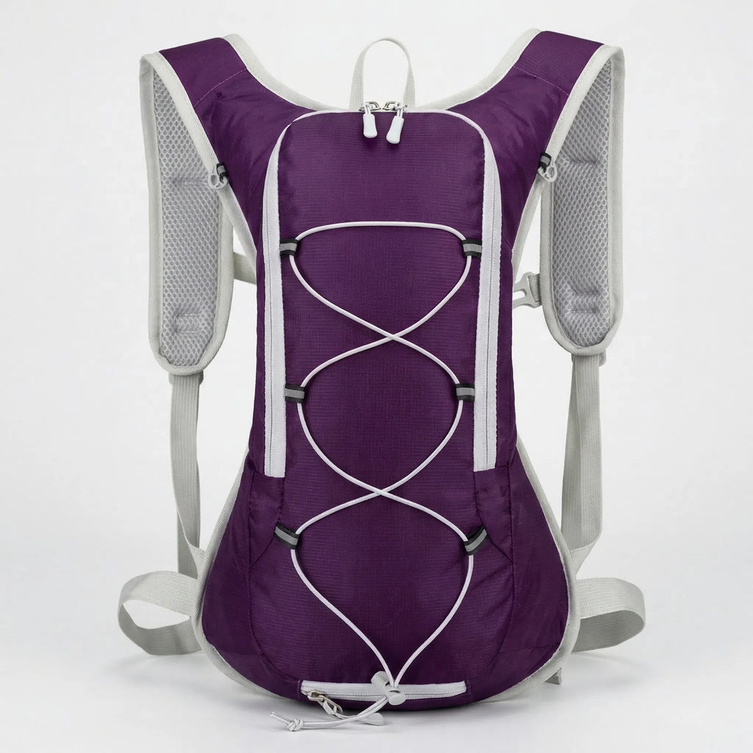 Versatile 12L outdoor hydration backpack, compact and water repellent, great for any adventure sport.